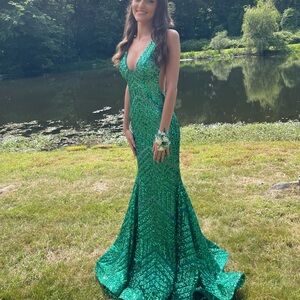 Jovani Sequin Dress Emerald Green